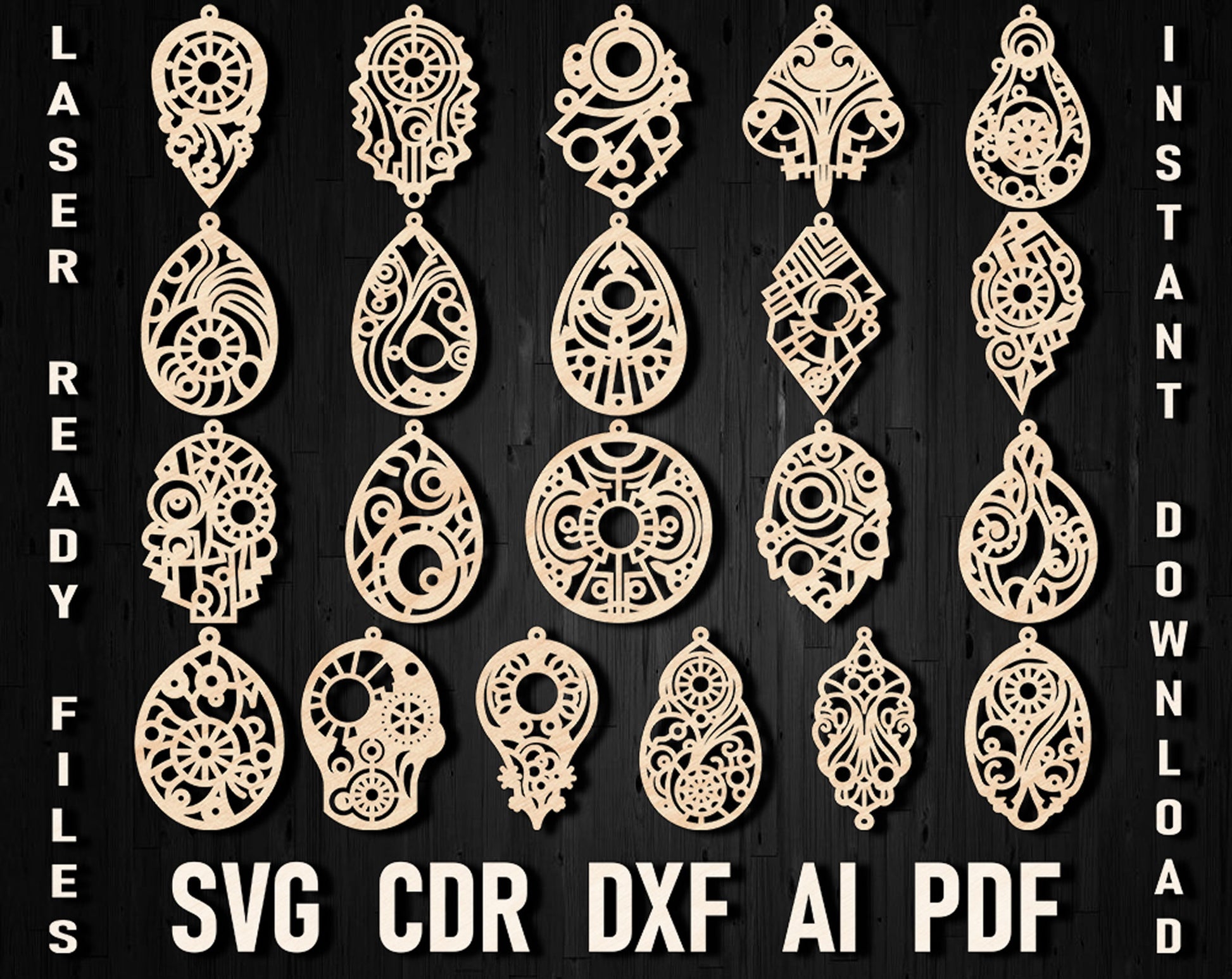 Steampunk earrings template svg