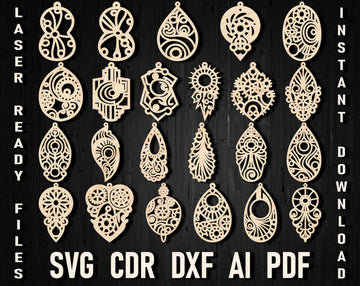 Svg Steampunk style Laser Cutting Earrings for Leather and Wood