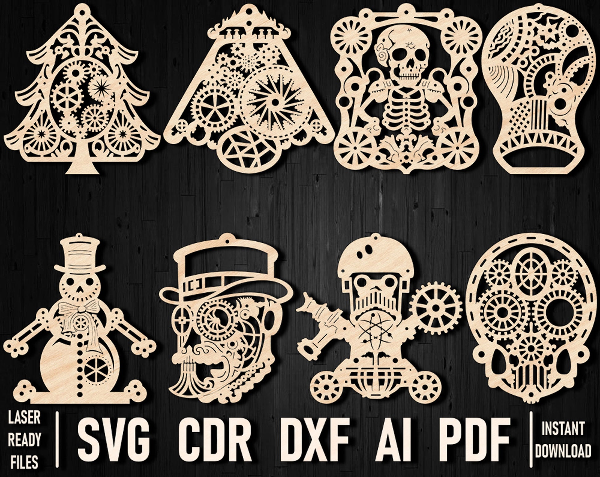 Steampunk svg christmas ornaments