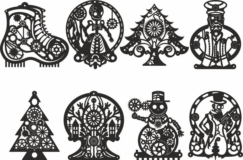 Steampunk vector christmas dxf files