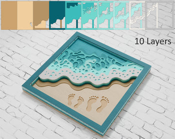 Summer beach shadow box laser cut file


