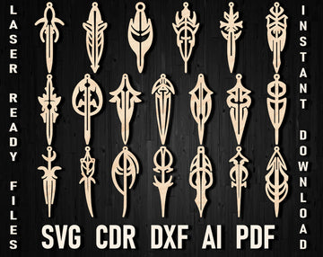 Sword & Knife Earring SVG Files | Medieval Fantasy Jewelry Design | Digital Download for Laser Cut Wood & Acrylic