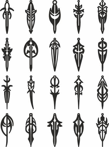 Sword vector earring dxf files