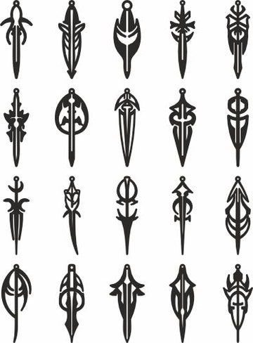 Sword & Knife Earring SVG Files | Medieval Fantasy Jewelry Design | Digital Download for Laser Cut Wood & Acrylic