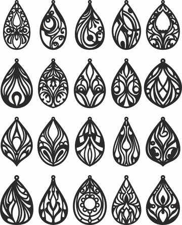 Svg teardrop earrings template digital file for Glowforge