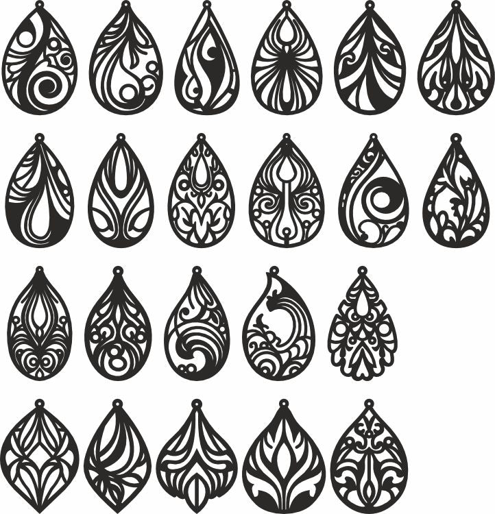 Teardrop vector earrings template svg