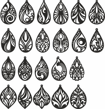 Svg Teardrop Earrings file template for making Laser Cut wooden Jewelry