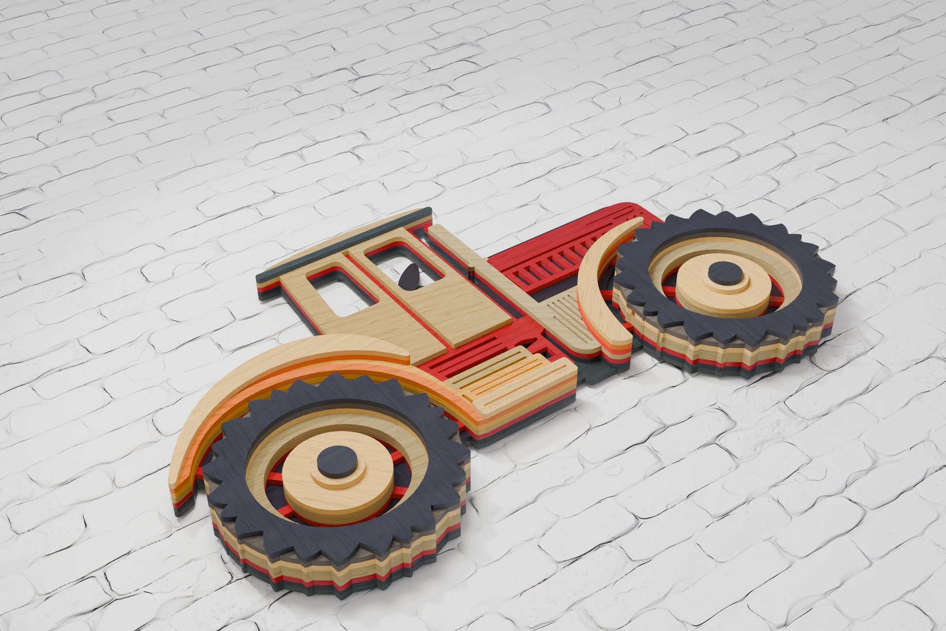 Tractor multilayer SVG for cardboard DIY crafts