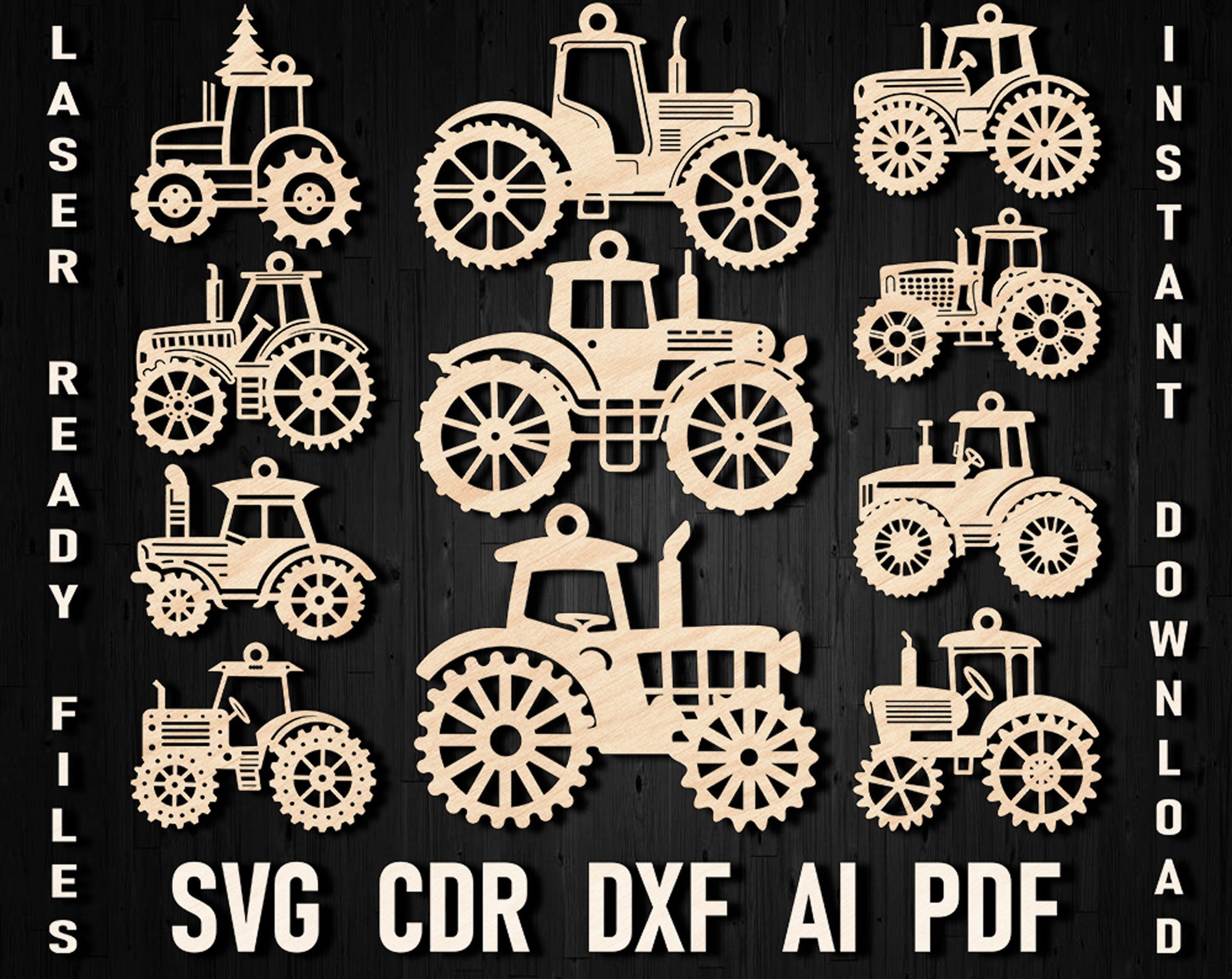 Tractor svg laser cut christmas