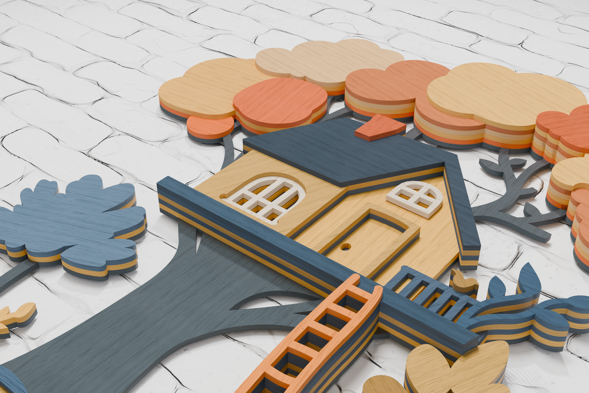 Treehouse paper craft template SVG AI PDF

