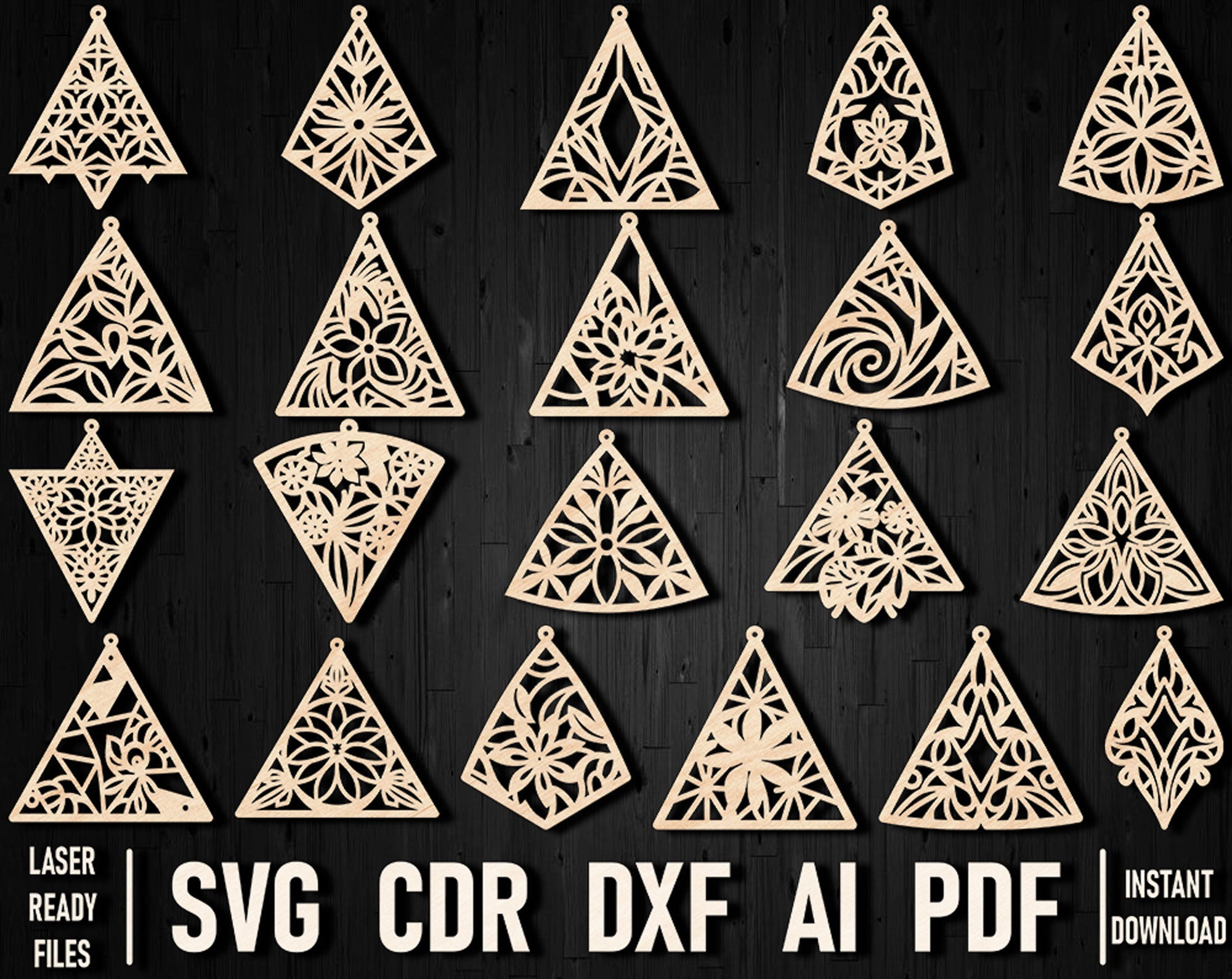 Geometric Earring SVG Files | Laser Cut Triangle Designs