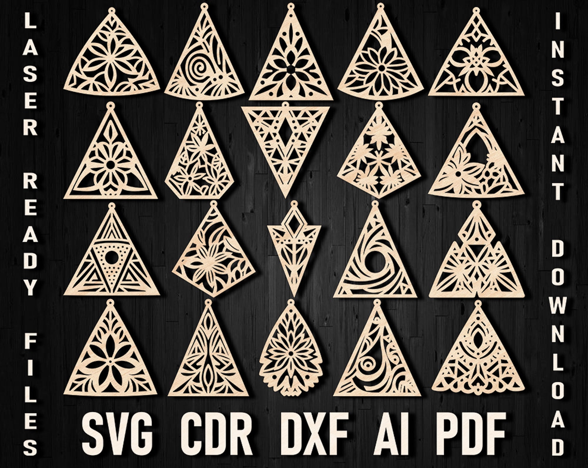 Triangle laser cut svg earrings