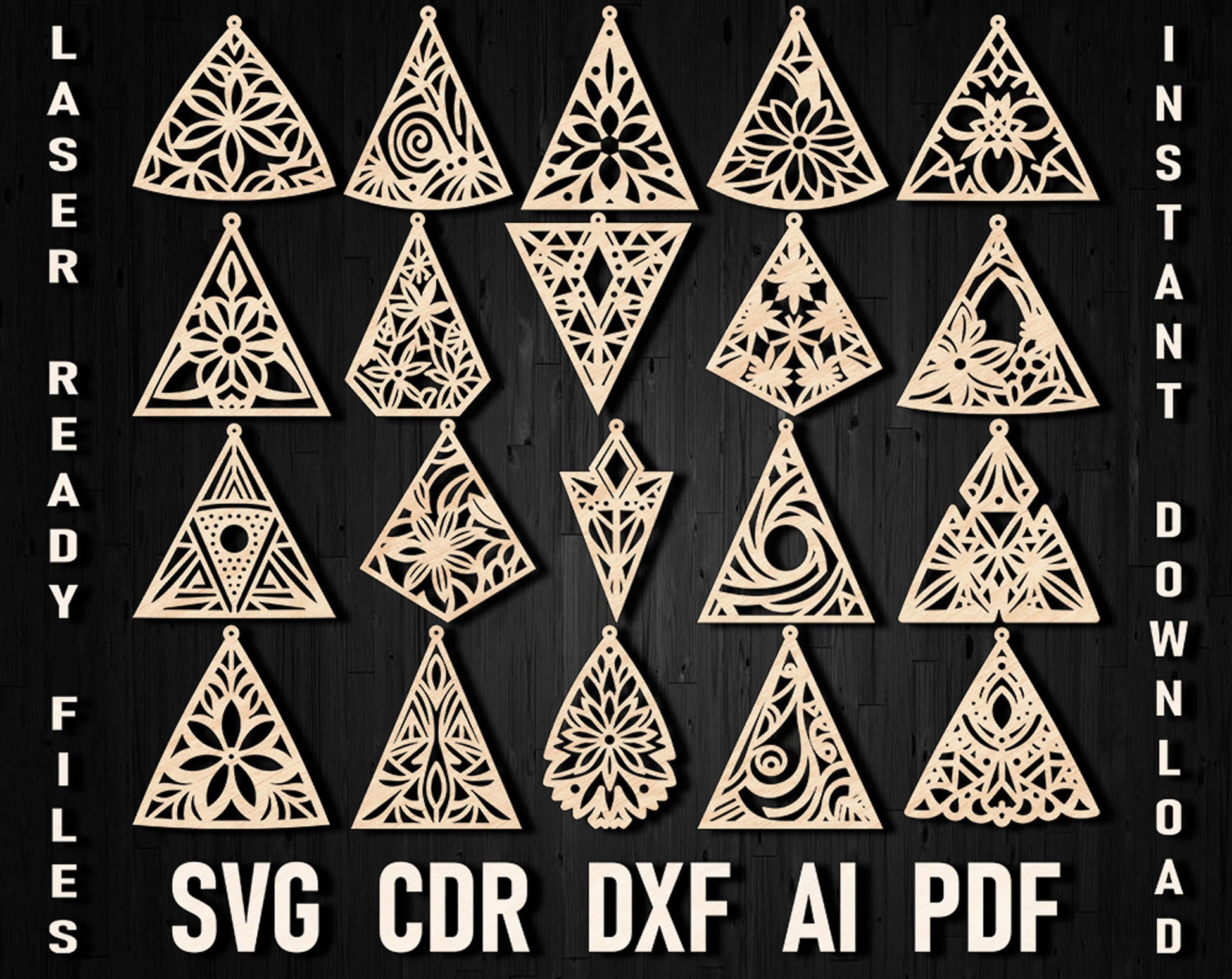 Triangle laser cut svg earrings