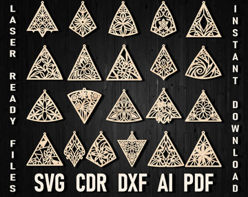 Geometric Earring SVG Files | Laser Cut Triangle Designs for Glowforge & Xtool – Leather, Acrylic, Wood Jewelry Templates