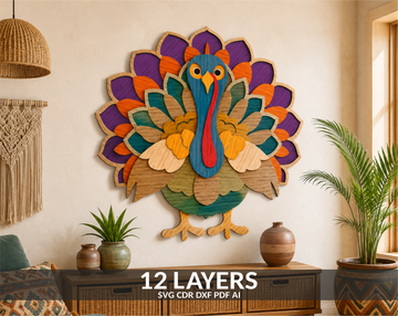 Turkey multilayer laser cut file SVG vector design