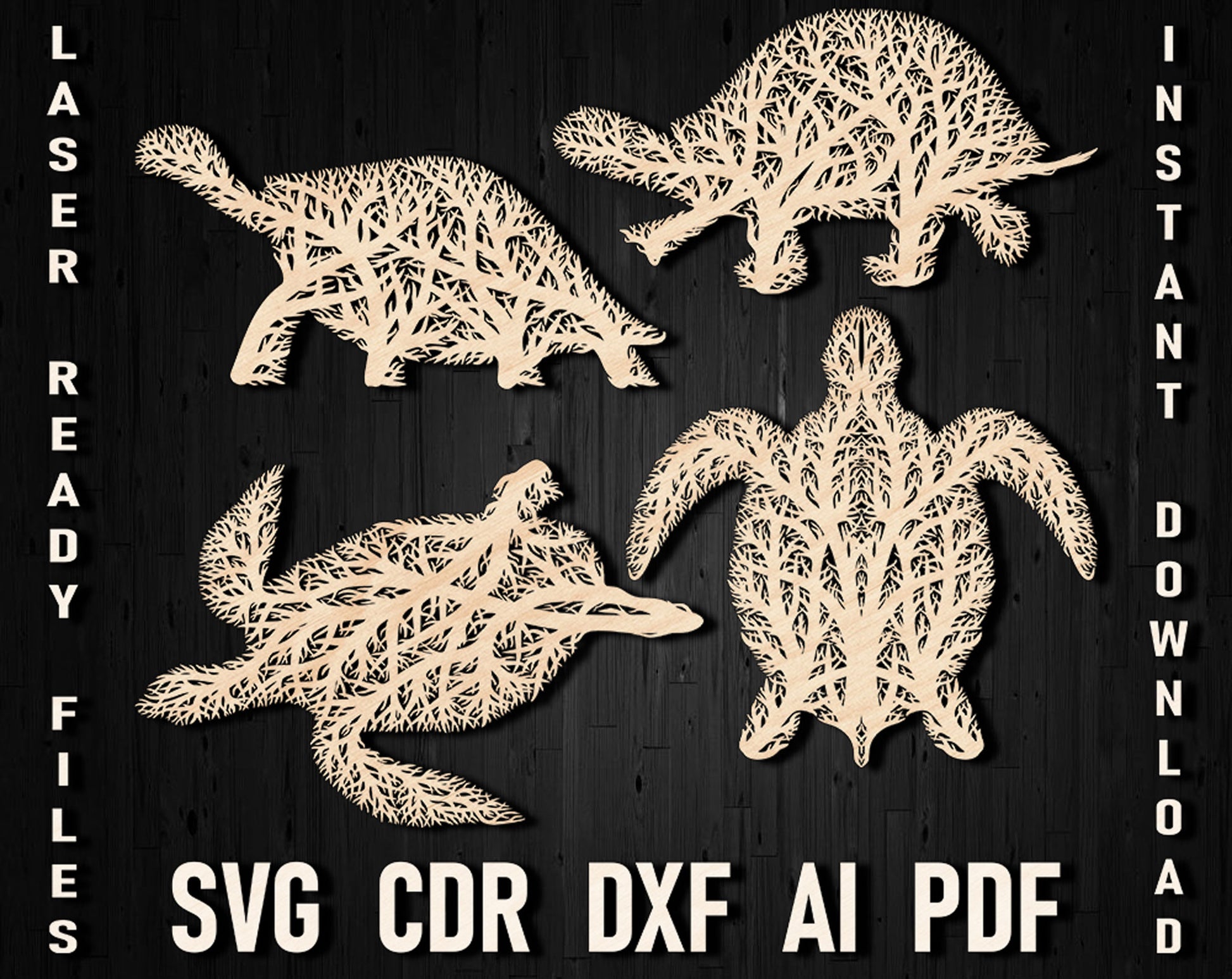 Turtle laser cut vector files svg