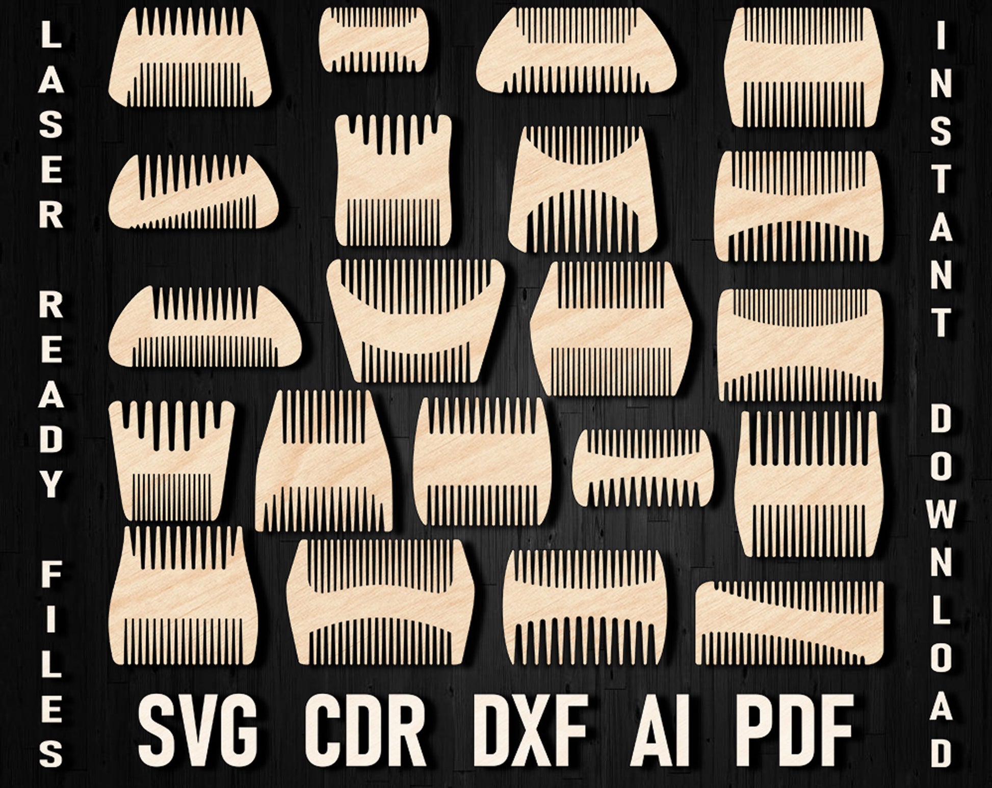 Two side wooden beard comb