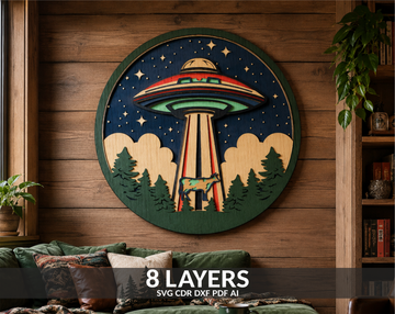UFO SVG layered shadow box for Glowforge

