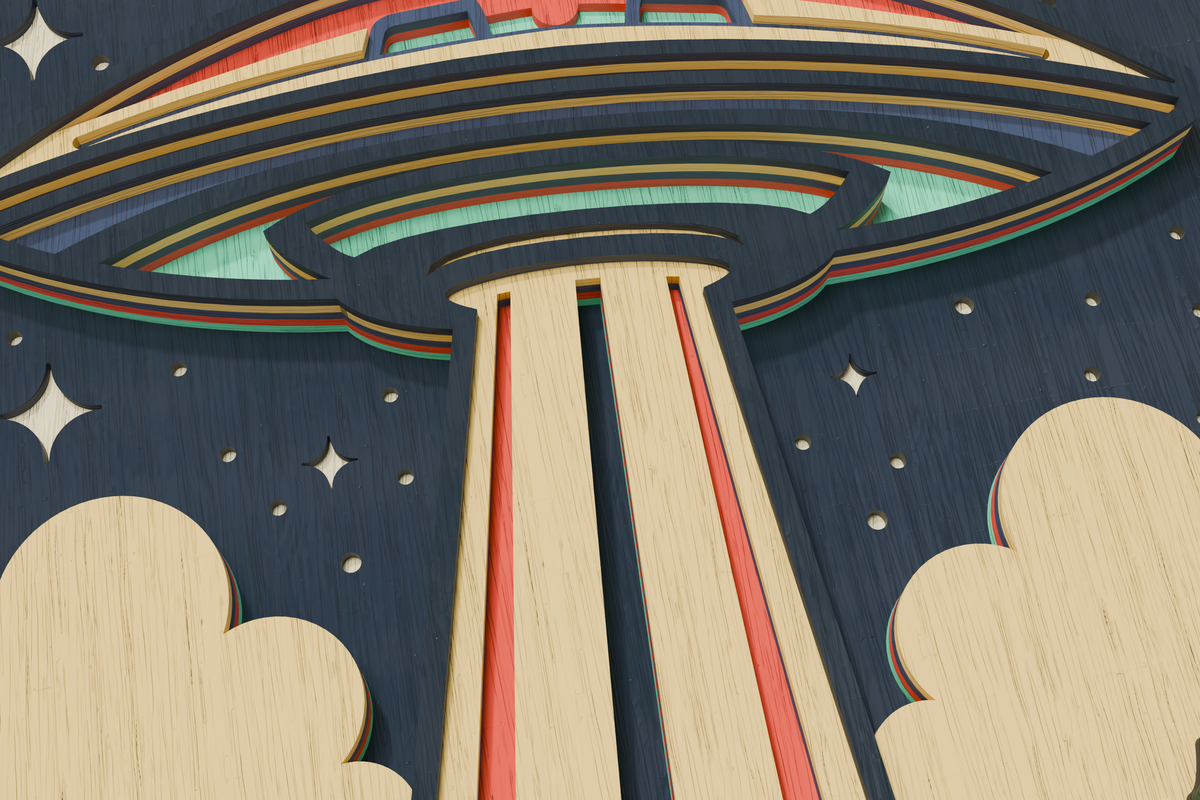 UFO paper craft template SVG AI PDF

