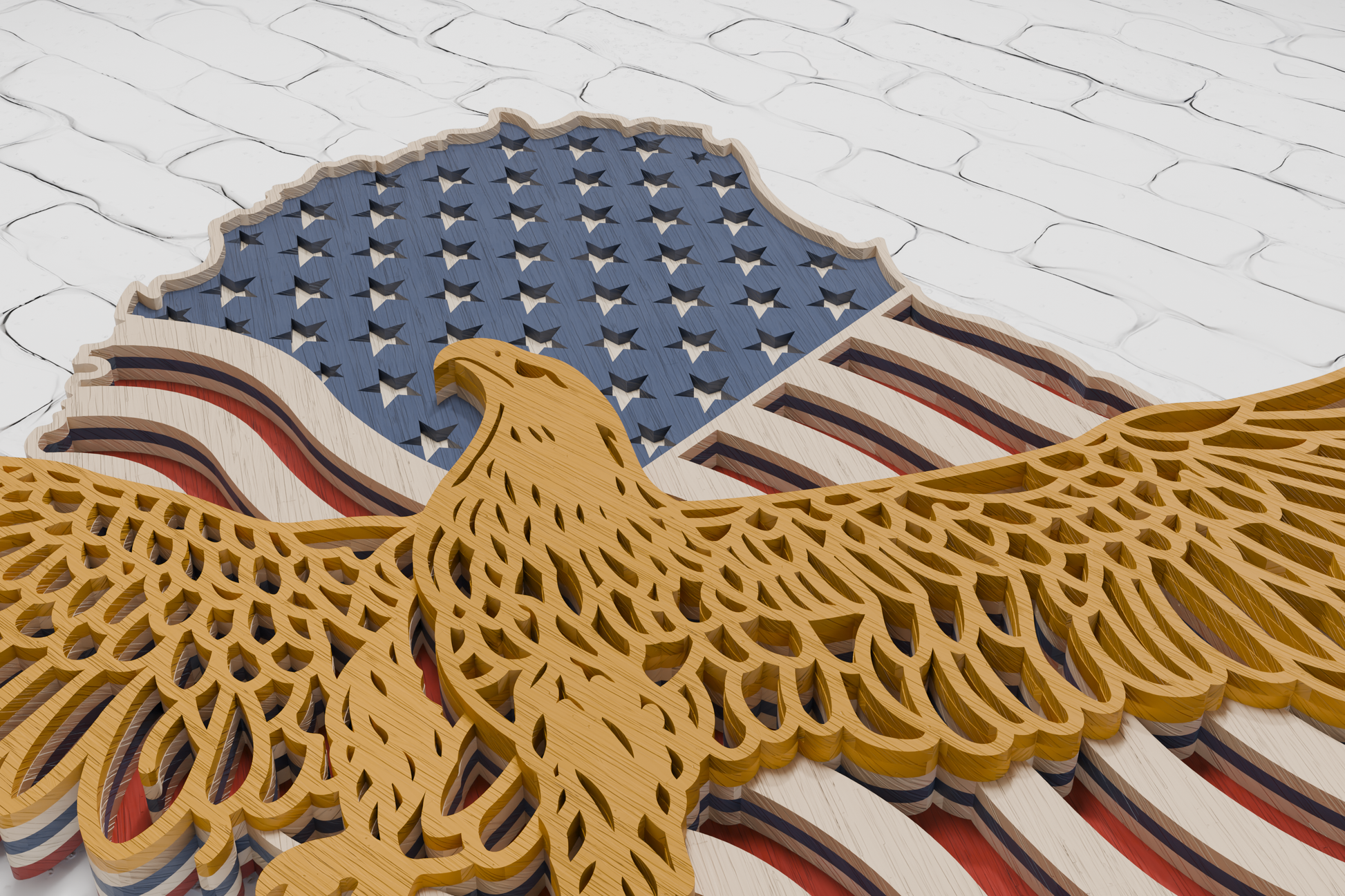 USA Eagle on American Flag layered cut file for Silhouette xTool