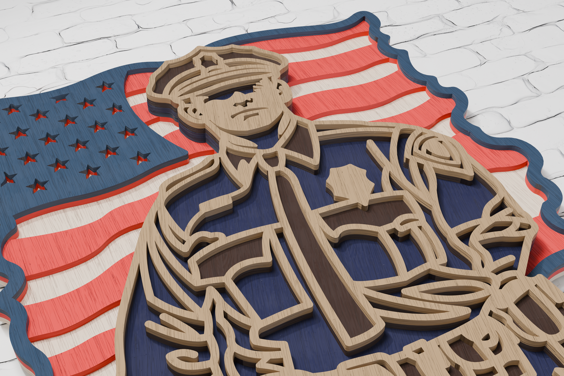 USA Flag Police Officer Laser Cut File

