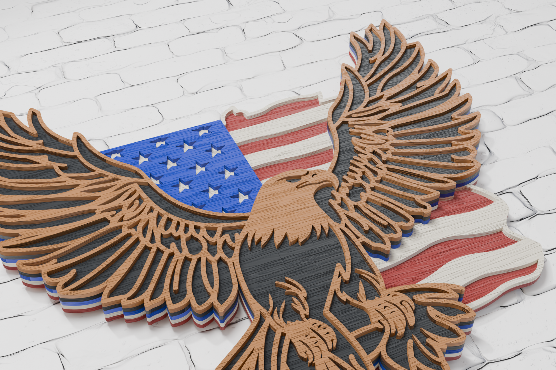 USA flag and eagle shadow box template digital download

