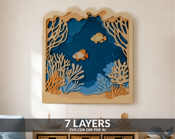 Underwater Shadow Box SVG layered ocean scene for Glowforge

