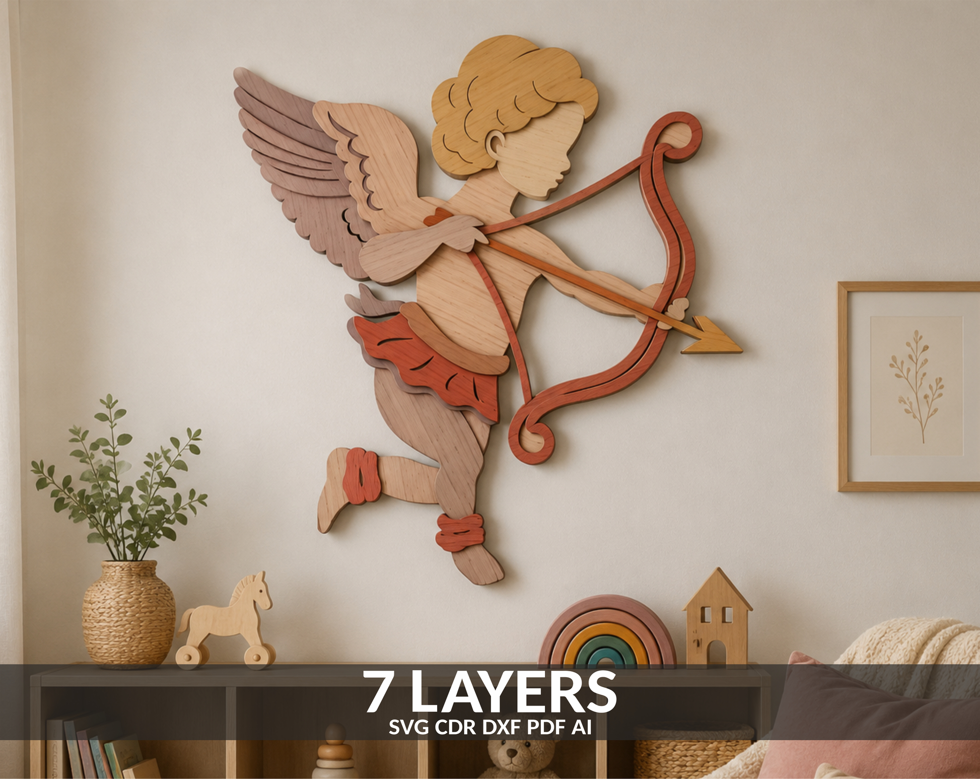 Valentine's Day Cupid SVG layered shadow box for Glowforge

