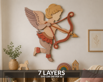 Valentine's Day Cupid SVG layered shadow box for Glowforge

