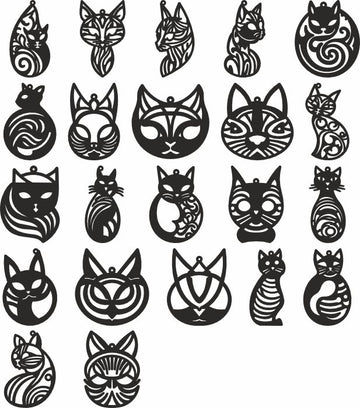 Cat Earring SVG Bundle for Laser Cutting -  Wood & Leather Templates (Glowforge, Cricut, Xtool)