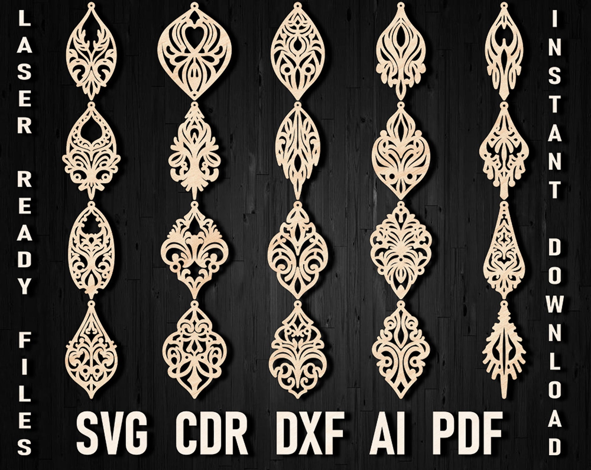 Victorian dxf laser cut earrings