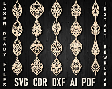 Laser Cut Victorian Earring Templates | Elegant SVG/DXF Bundle for Glowforge & Cricut | Digital Download