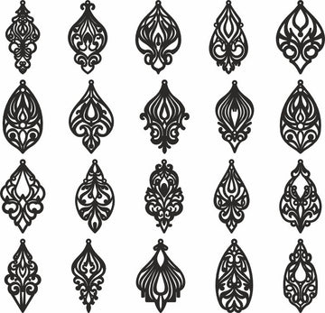 Laser Cut Victorian Earring SVG Bundle | Wood & Faux Leather Jewelry Files | Instant Download (DXF, PDF, Vector)