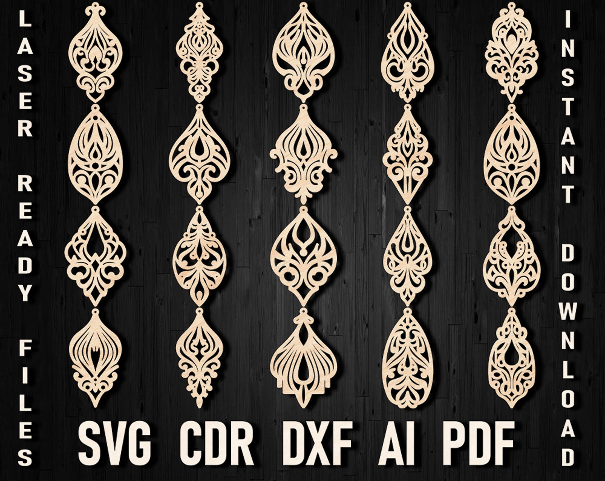 Victorian earrings svg cut files