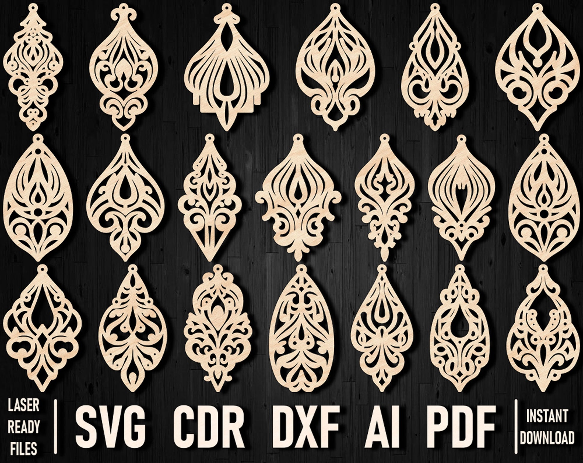 Victorian laser cut dxf earrings