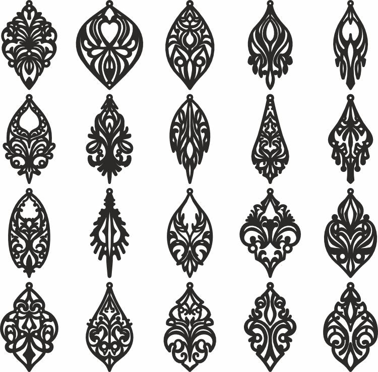 Victorian vector earrings bundle svg