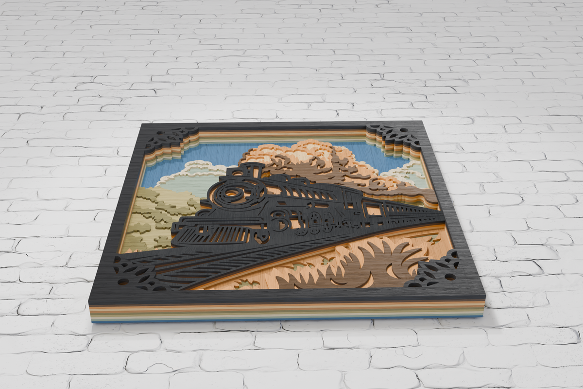 Vintage Steam Train layered SVG for Glowforge xTool Silhouette