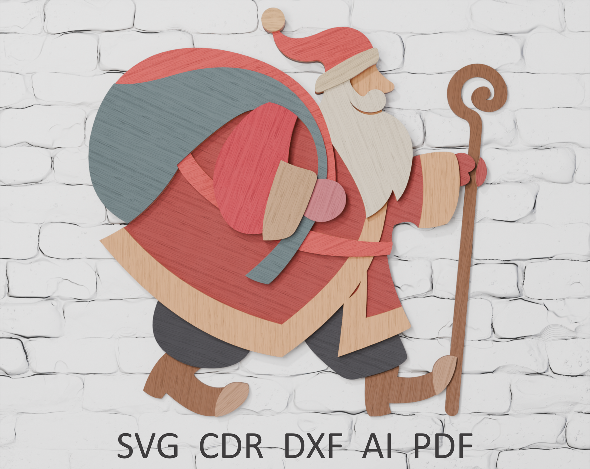 Walking Santa multilayer SVG