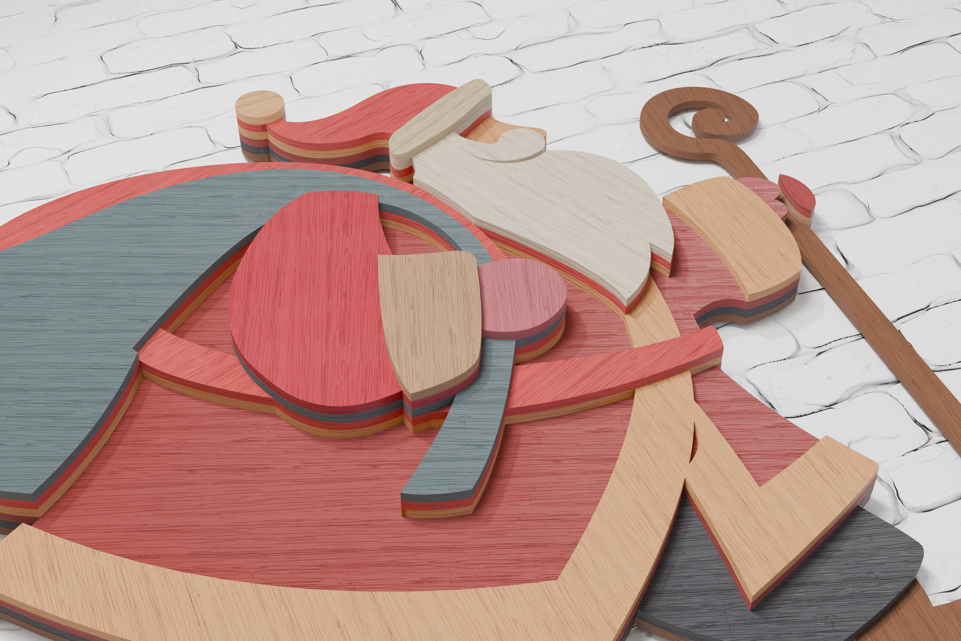 Walking Santa papercut SVG