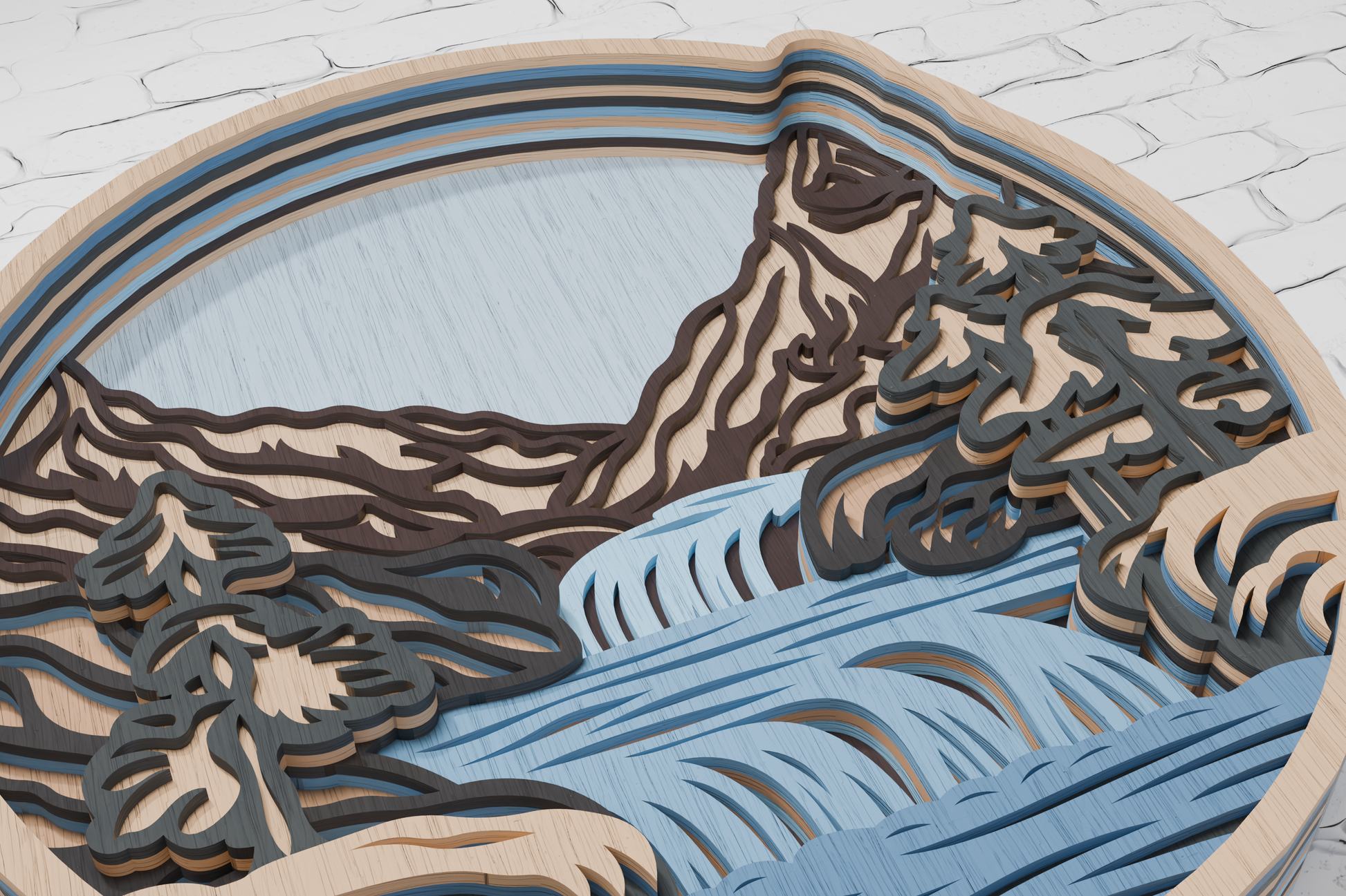 Waterfall mandala digital file formats CDR DXF AI

