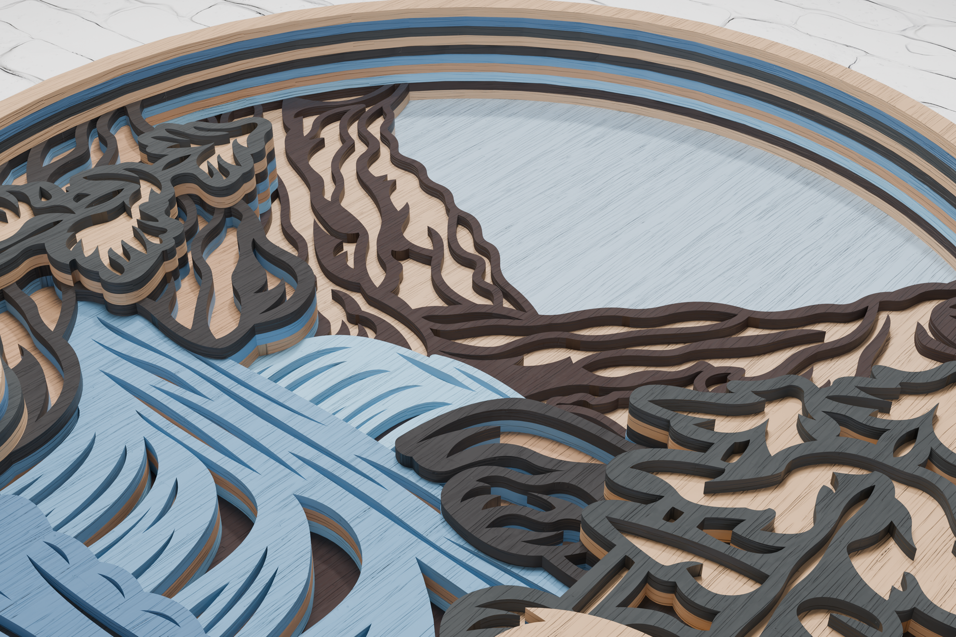Waterfall mandala paper craft template SVG AI PDF

