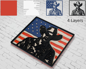 Western Cowboy American Flag Layered SVG Design