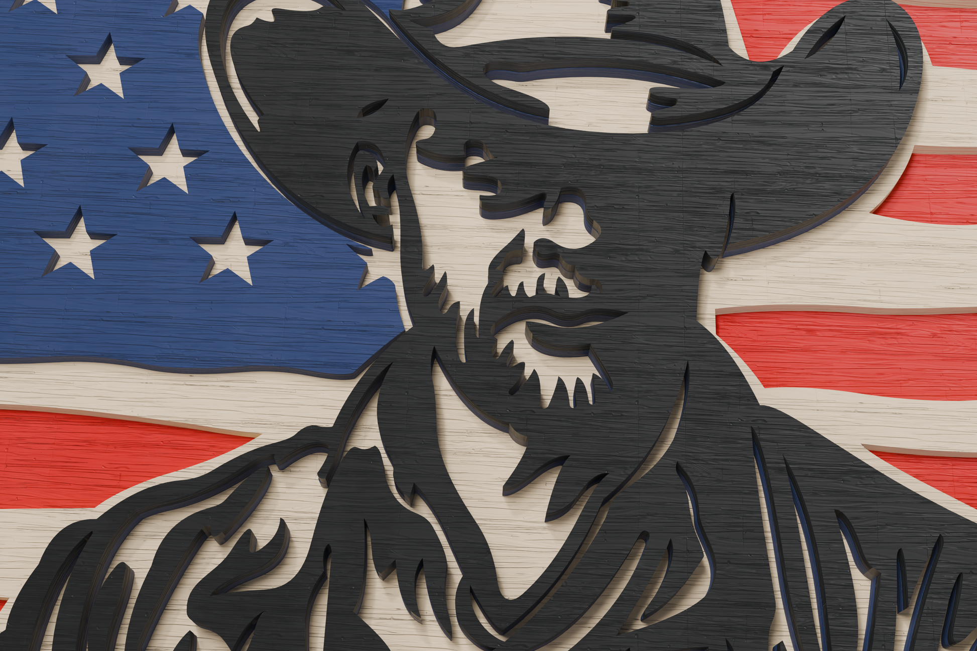 Western Cowboy Flag Layered Laser Cut Template