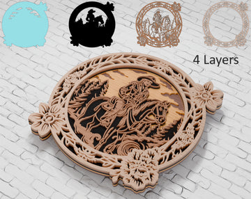 Western Cowboy Girl layered papercraft template

