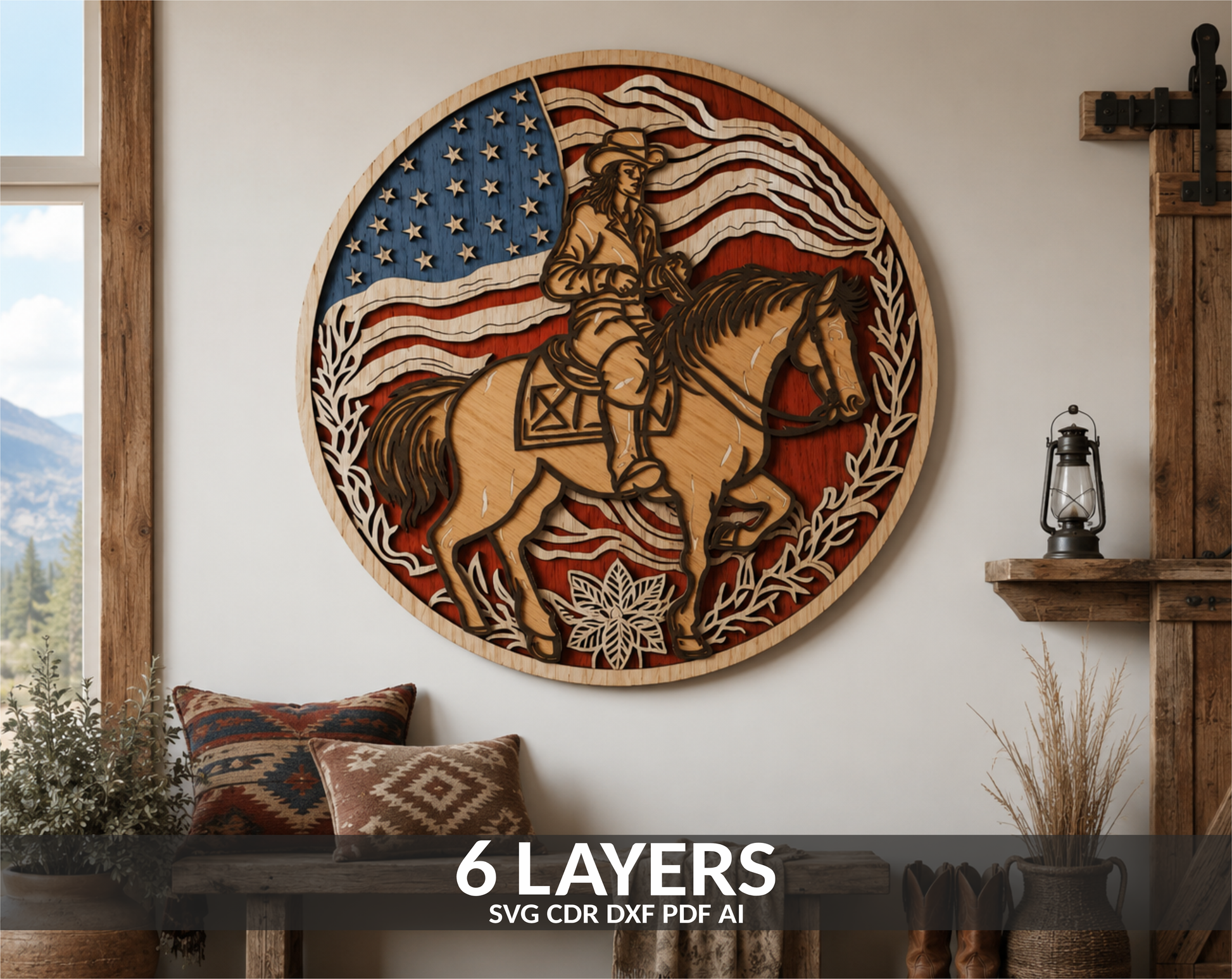 Western Gift Cowboy Mandala Shadow Box
