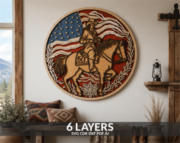 Western Gift Cowboy Mandala Shadow Box
