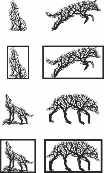 Svg Wolf Tree Style Wall Ornament Laser Cut Vector Files