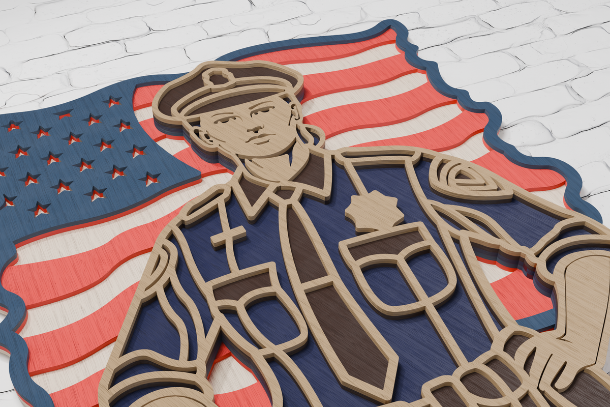 Woman Police Officer American Flag instant download digital vector