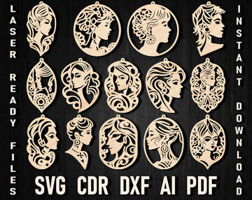 Women Face Earrings SVG Files: Laser Cut Designs – Glowforge Templates for Jewelry Making