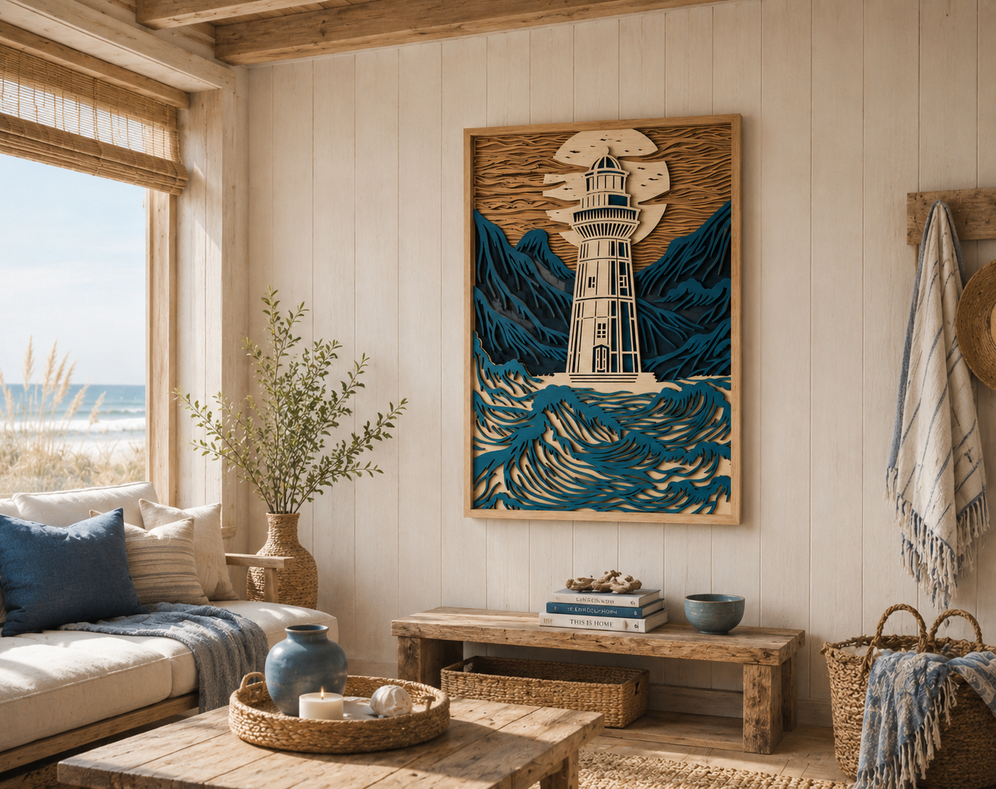Wooden lighthouse wall decor SVG laser engraving file